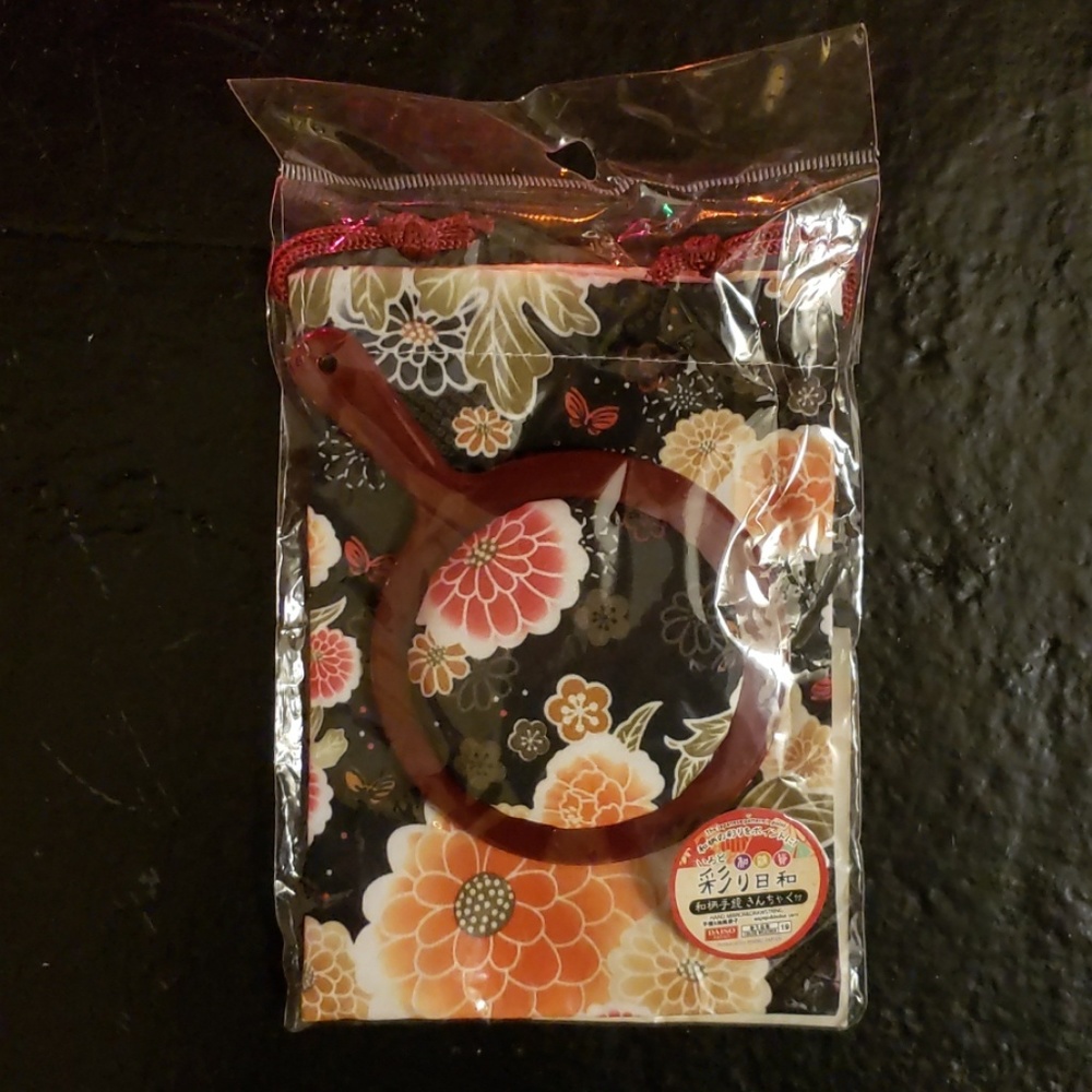 Japanese Floral Mirror in Bag